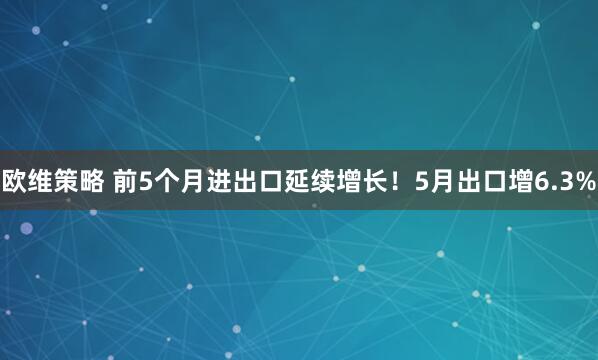 欧维策略 前5个月进出口延续增长！5月出口增6.3%